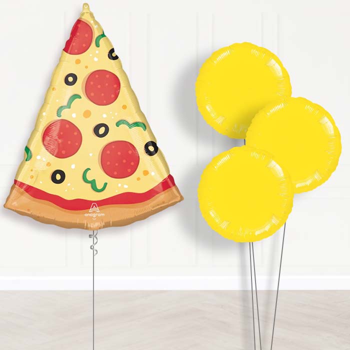 Pizza Slice Balloon Bouquet Delivery - 1 x Giant Balloon with Plain Bouquet | Party Save Smile