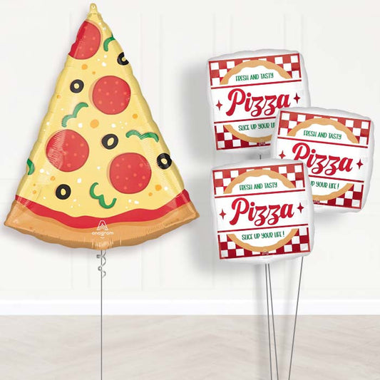 Pizza Slice Balloon Bouquet Delivery - 1 x Giant Balloon with Themed Bouquet | Party Save Smile