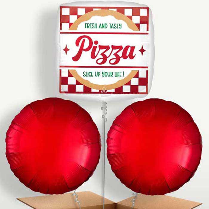 Pizza Party Balloon Bunch inflated with Helium | Party Save Smile