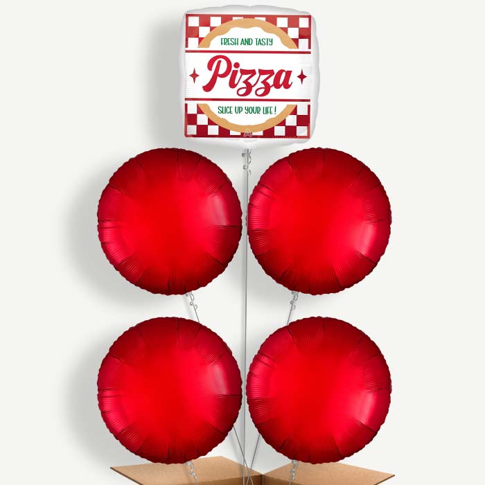 Pizza Party Balloon Cluster Inflated with Helium | Party Save Smile