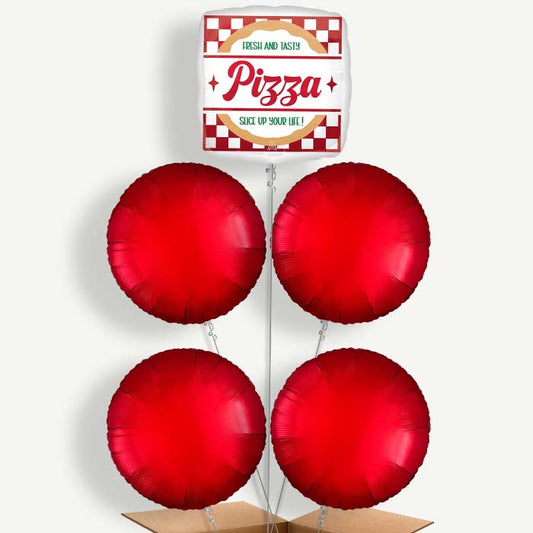 Pizza Party Balloon Cluster Inflated with Helium | Party Save Smile