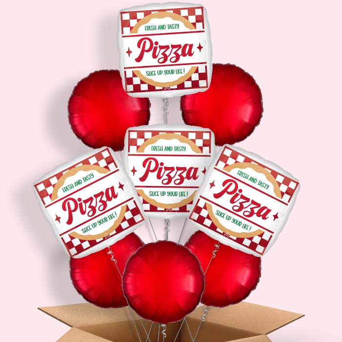 Pizza Party Helium Balloon in a Box - 9 Balloons | Party Save Smile
