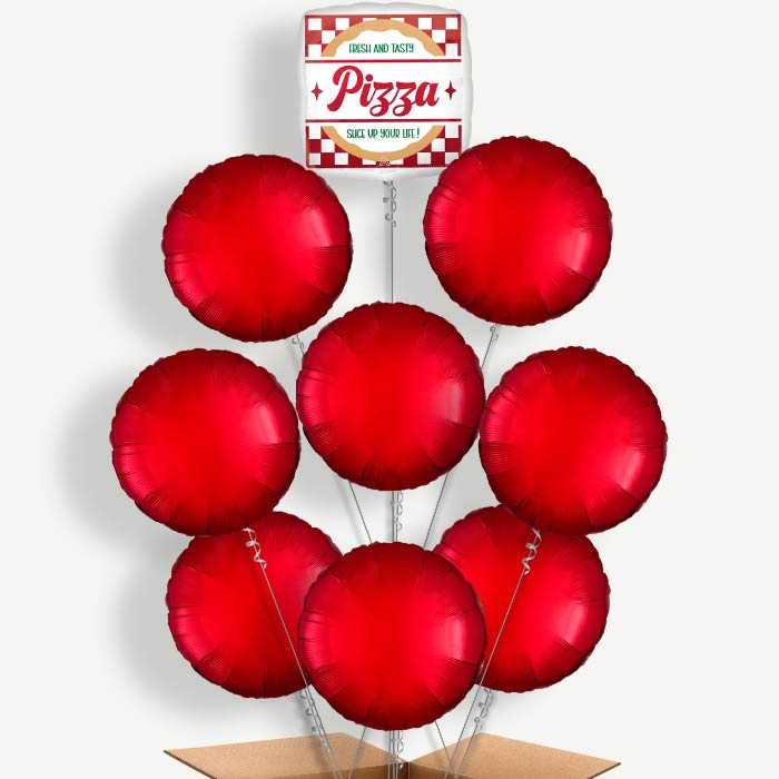 Pizza Party Balloon Bundle Inflated with Helium | Party Save Smile