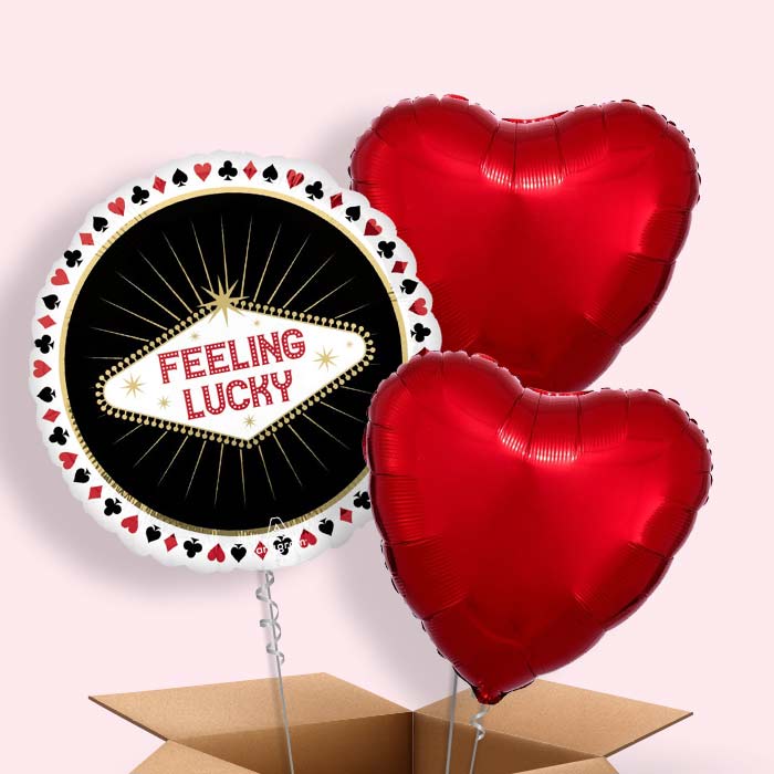 Feeling Lucky Casino Helium Balloon in a Box - 3 Balloons | Party Save Smile