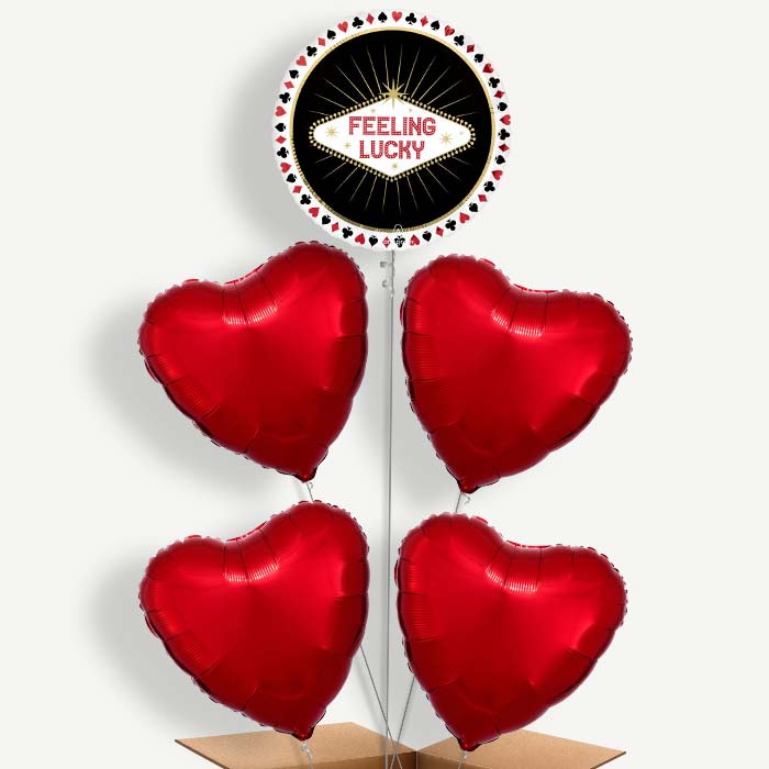 Feeling Lucky Casino Balloon Cluster Inflated with Helium | Party Save Smile