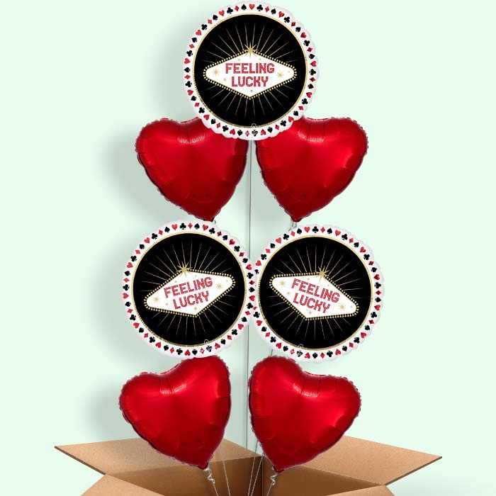 Feeling Lucky Casino Helium Balloon in a Box - 7 Balloons | Party Save Smile
