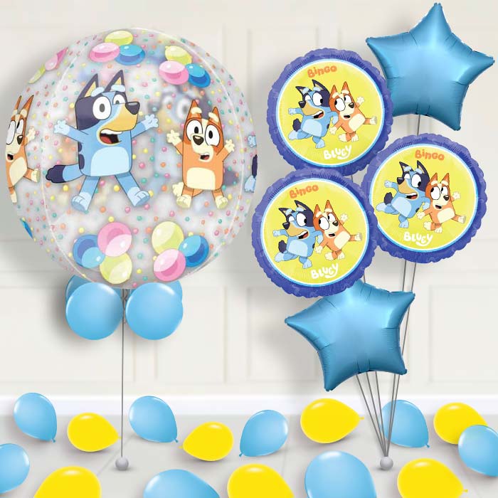 Bluey Orbz Balloon with Balloon Bouquet - 1 x Orbz Balloon with 5 Bouquet (mixed) | Party Save Smile