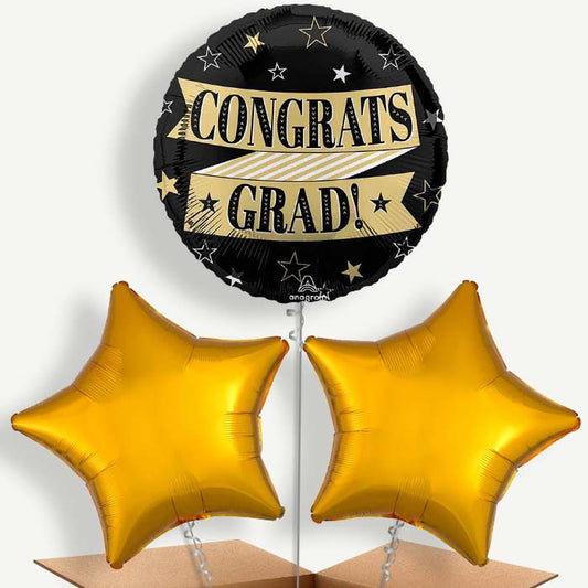 Black & Gold Graduation Bunch of Balloons (Trio)