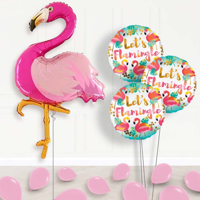 Flamingo Inflated Helium Balloons Delivered - Themed Bouquet and Latex | Party Save Smile