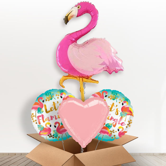Giant Flamingo Helium Balloon in a Box-1 x Giant Balloon and 2 Themed Balloons and 1 Plain Balloon 