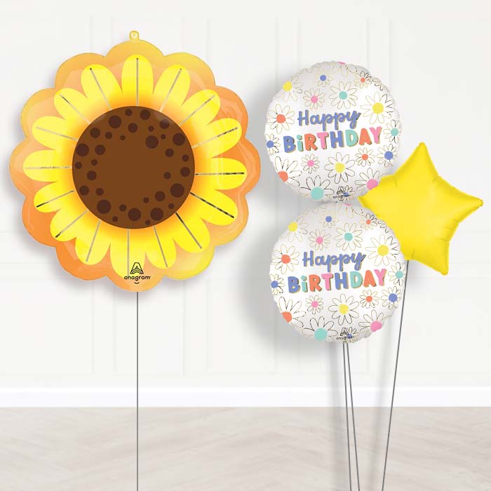 Sunflower Glow Balloon Bouquet Delivery-Giant Balloon + 2 Themed Balloons + 1 Plain Balloon 