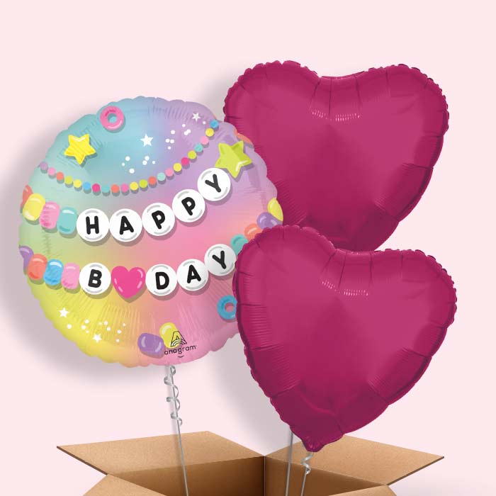 Best Friend Happy Birthday Helium Balloon in a Box - 3 Balloons | Party Save Smile