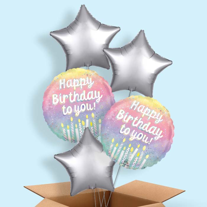Birthday Cake Candles Happy Birthday To You Helium Balloon in a Box - 5 Balloons | Party Save Smile