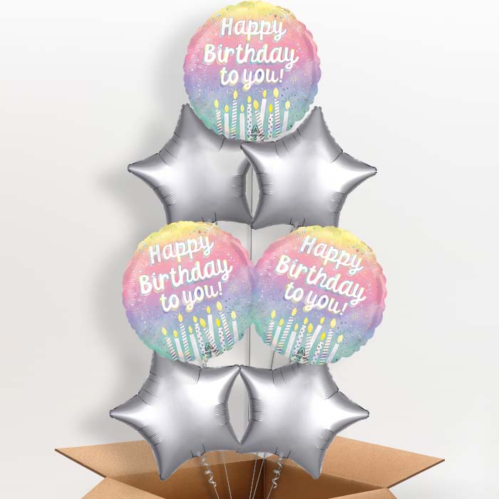 Birthday Cake Candles Happy Birthday To You Helium Balloon in a Box - 7 Balloons | Party Save Smile