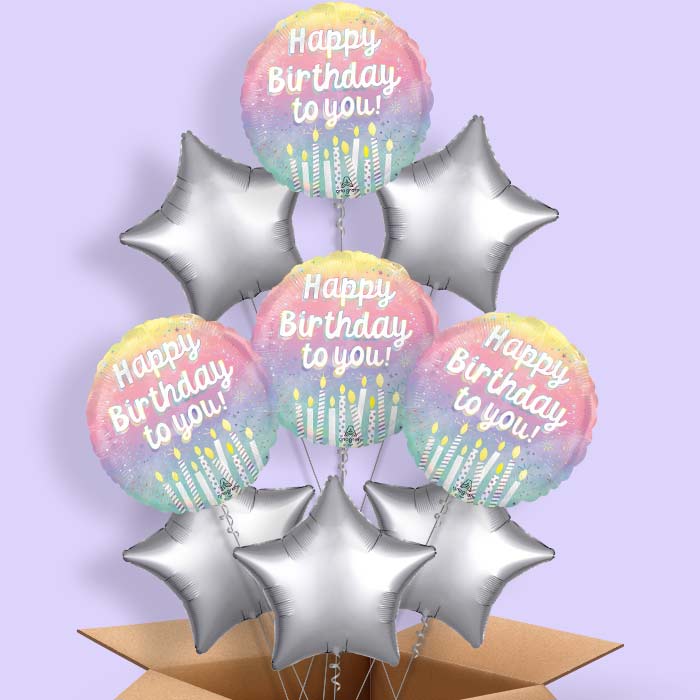 Birthday Cake Candles Happy Birthday To You Helium Balloon in a Box - 9 Balloons | Party Save Smile