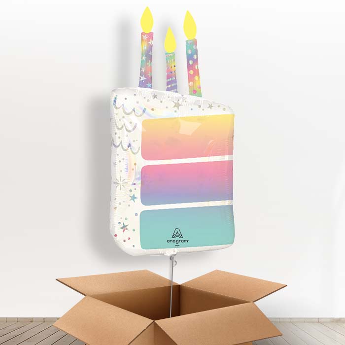 Birthday Cake Slice with Candles Helium Balloon in a Box - 1 x Giant Balloon | Party Save Smile