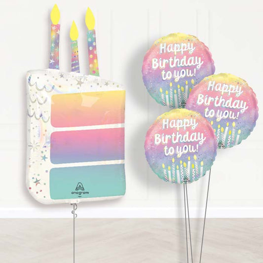 Birthday Cake Slice with Candles Balloon Bouquet Delivery - 1 x Giant Balloon with Themed Bouquet | Party Save Smile