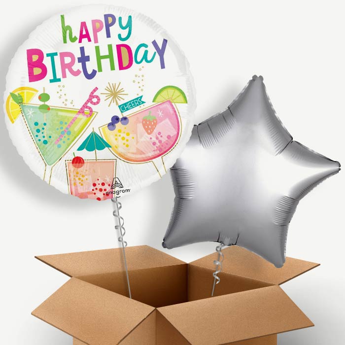Cocktail Surprise Happy Birthday Helium Balloon Two | Party Save Smile