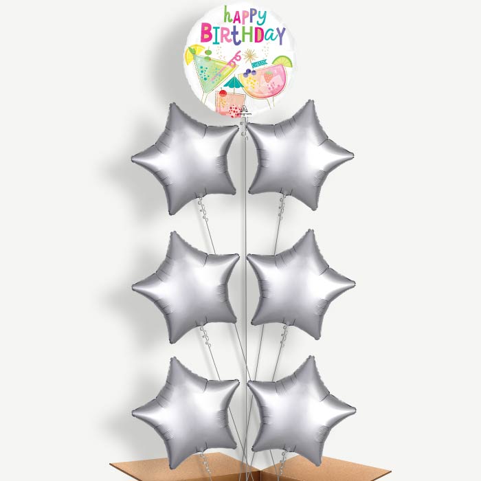 Cocktail Surprise Happy Birthday Helium Balloon Arrangement | Party Save Smile