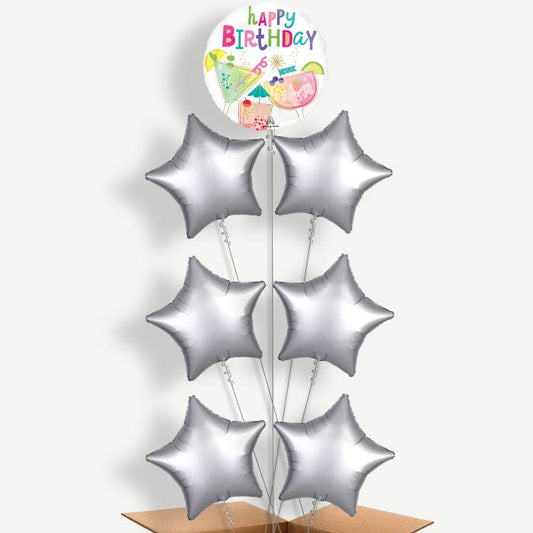 Cocktail Surprise Happy Birthday Helium Balloon Arrangement | Party Save Smile