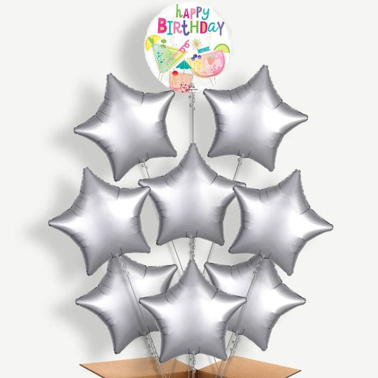 Cocktail Surprise Happy Birthday Helium Balloon Bundle | Party Save Smile