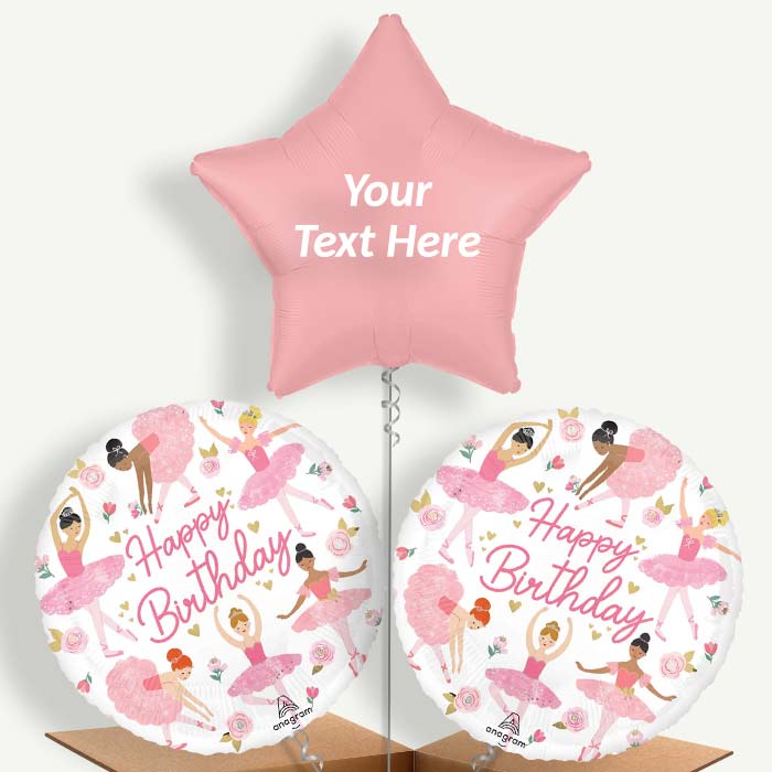 Personalisable Ballerina Girl Happy Birthday Helium Balloons | Party Save Smile