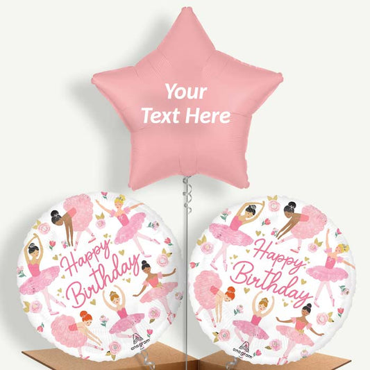 Personalisable Ballerina Girl Happy Birthday Helium Balloons | Party Save Smile