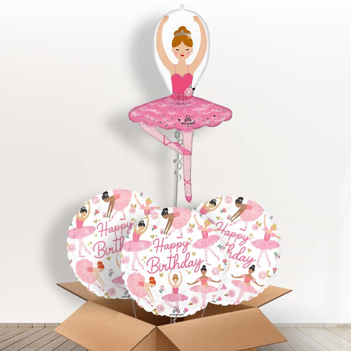 Ballet Girl Helium Balloon in a Box - with 3 Themed Balloons | Party Save Smile