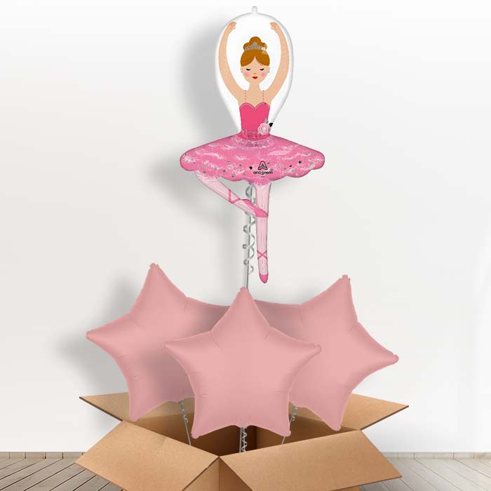 Ballet Girl Helium Balloon in a Box - with 3 Plain Balloons | Party Save Smile