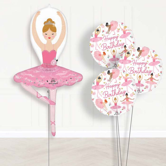 Ballet Girl Balloon Bouquet Delivery - 1 x Giant Balloon with Themed Bouquet | Party Save Smile