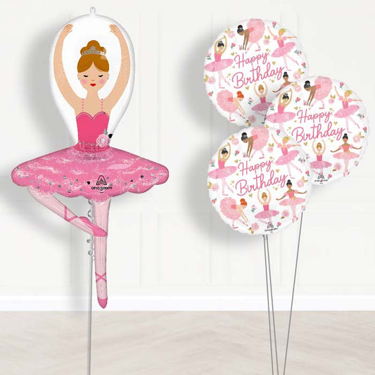 Ballet Girl Balloon Bouquet Delivery - 1 x Giant Balloon with Themed Bouquet | Party Save Smile