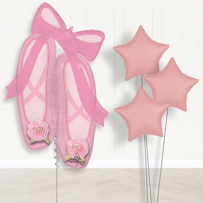 Ballerina Slippers Balloon Bouquet Delivery - 1 x Giant Balloon with Plain Bouquet | Party Save Smile