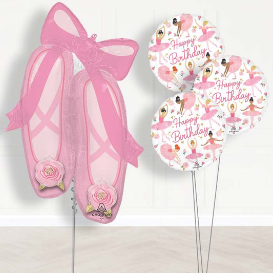 Ballerina Slippers Balloon Bouquet Delivery - 1 x Giant Balloon with Themed Bouquet | Party Save Smile