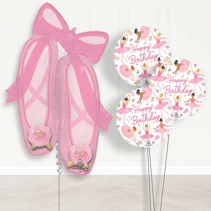 Ballerina Slippers Balloon Bouquet Delivery - 1 x Giant Balloon with Themed Bouquet | Party Save Smile