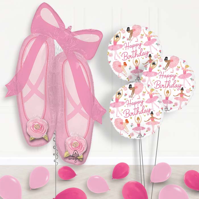 Ballerina Slippers Balloon Bouquet Delivery - 1 x Giant Balloon with Themed Bouquet and Latex | Party Save Smile