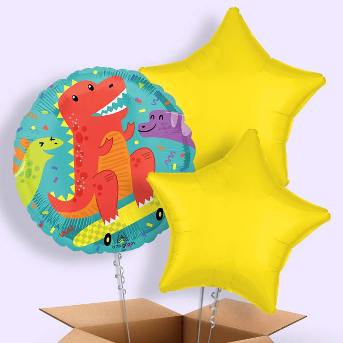 Cool Dinosaurs Helium Balloon in a Box - 3 Balloons | Party Save Smile