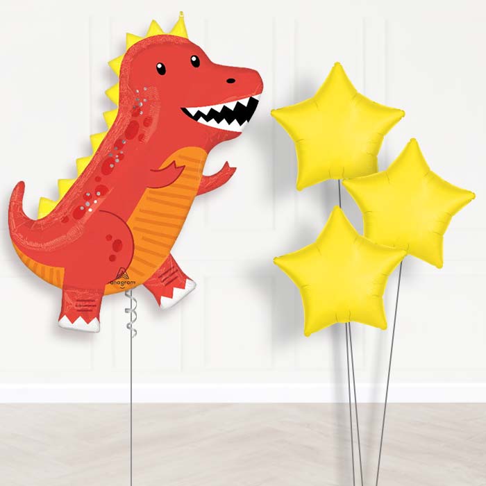Cool T-Rex Balloon Bouquet Delivery - 1 x Giant Balloon with Plain Bouquet | Party Save Smile