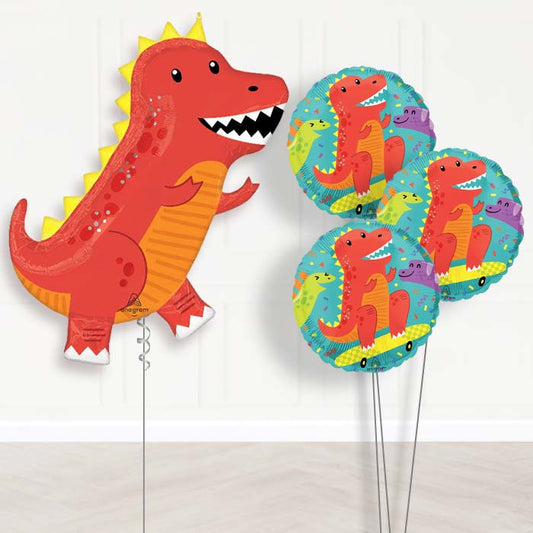Cool T-Rex Balloon Bouquet Delivery - 1 x Giant Balloon with Themed Bouquet | Party Save Smile