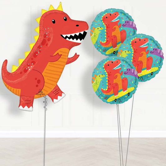 Cool T-Rex Balloon Bouquet Delivery - 1 x Giant Balloon with Themed Bouquet | Party Save Smile