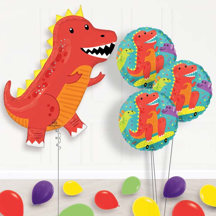 Cool T-Rex Balloon Bouquet Delivery - 1 x Giant Balloon with Themed Bouquet and Latex | Party Save Smile