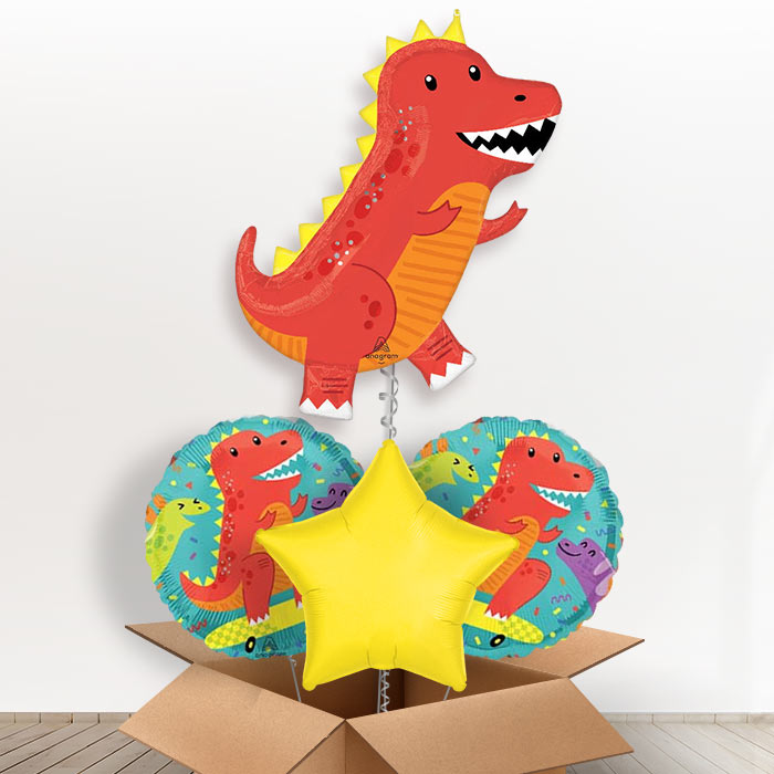 Cool T-Rex Helium Balloon in a Box-1 x Giant Balloon and 2 Themed Balloons and 1 Plain Balloon 