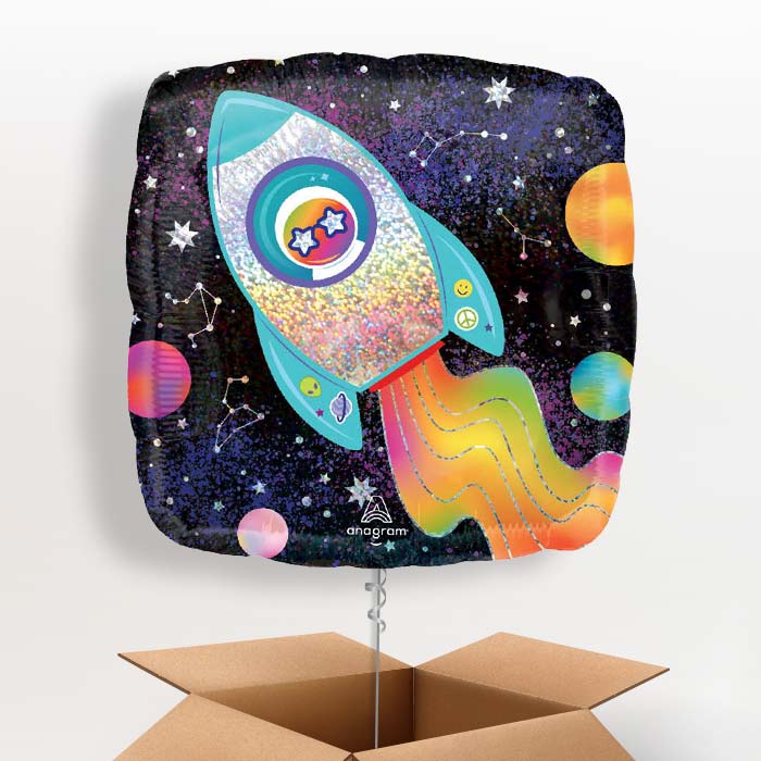 Outer Space Rocket Helium Balloon in a Box - 1 Balloon | Party Save Smile
