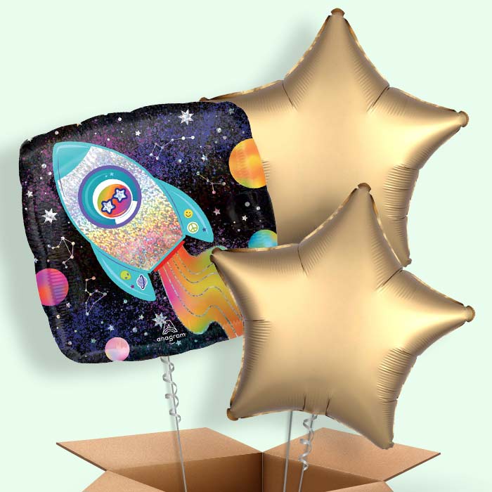 Outer Space Rocket Helium Balloon in a Box - 3 Balloons | Party Save Smile