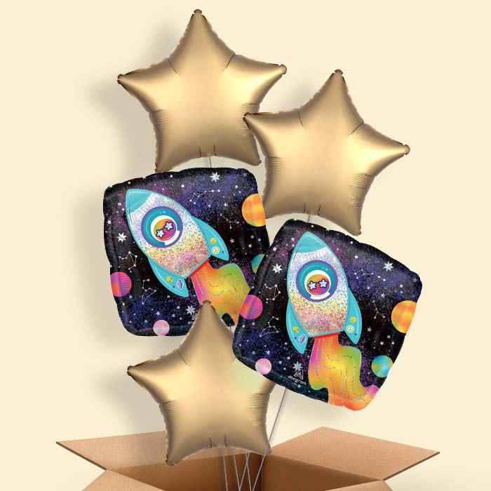 Outer Space Rocket Helium Balloon in a Box - 5 Balloons | Party Save Smile
