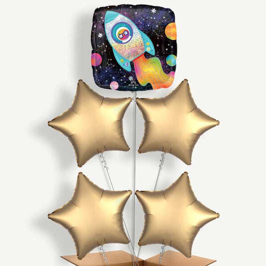 Outer Space Rocket Helium Cluster Balloons | Party Save Smile