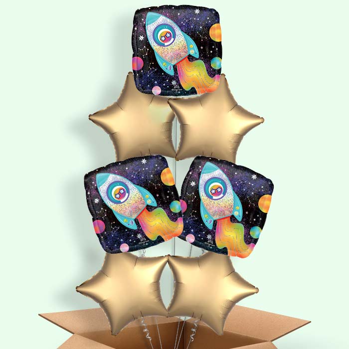 Outer Space Rocket Helium Balloon in a Box - 7 Balloons | Party Save Smile
