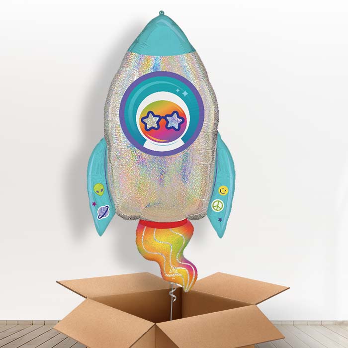 Outer Space Rocket Helium Balloon in a Box - 1 x Giant Balloon | Party Save Smile