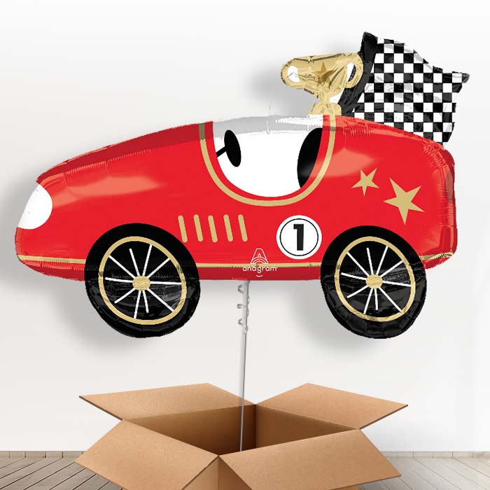 Classic Race Car Helium Balloon in a Box - 1 x Giant Balloon | Party Save Smile