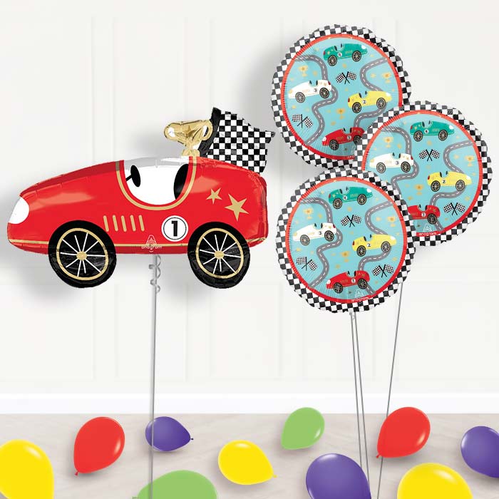 Classic Race Car Balloon Bouquet Delivery - Party Save Smile
