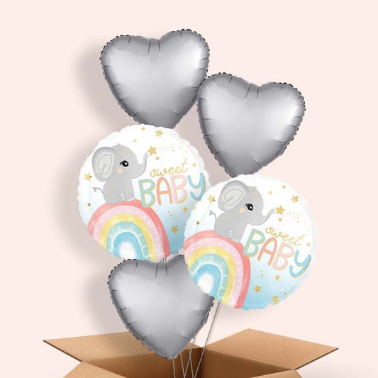 Sweet Baby Elephant Helium Balloon in a Box - 5 Balloons | Party Save Smile